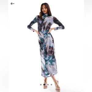 ASOS Mesh cross cross neck fitted dress Sz s